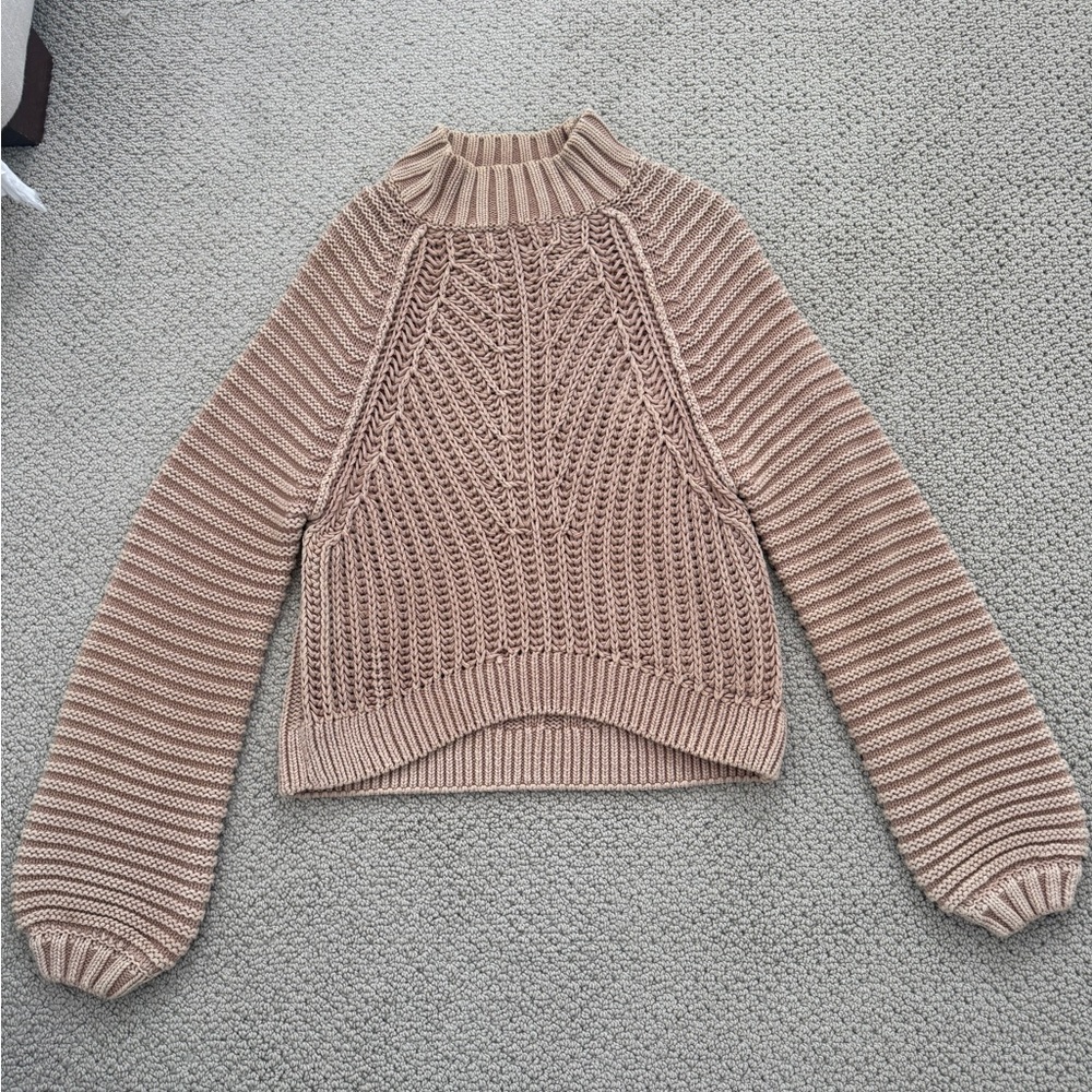 Free People Cowl Neck Sweater in Brown